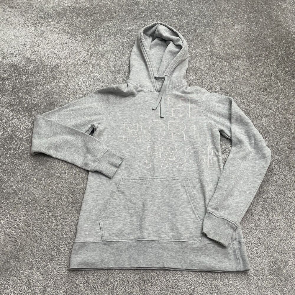 The North Face Pullover Hoodie Sweatshirt Womens Small Gray Graphic Drawstring